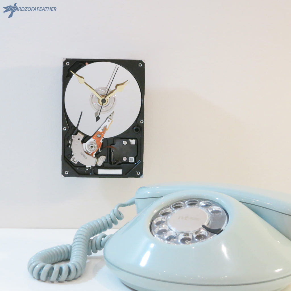 Upcycle a hard drive into a one of a kind clock | Birdz of a Feather | hard drive clock | hard drive clock diy | clocks | clocks diy | upcycle | upcycling | upcycling ideas | upcycled | repurposed | repurposed items |bridzofafeather.ca #upcycle #upcycling #repurposed 