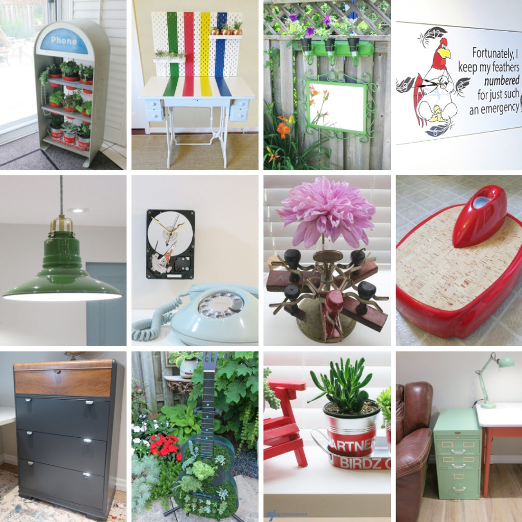 The best upcycles from Birdz of a Feather in 2018 | upcycle | repurpose | painted furniture |vintage furniture makeover | stamp holder | phone booth vintage | retro scale | waterfall dresser | hard drive clock | filing cabinet | singer sewing table | planters | planters diy | guitar ideas diy | hudsons bay point stripe | best of 2018 diy | milk paint | best of 2018 | birdzofafeather.ca