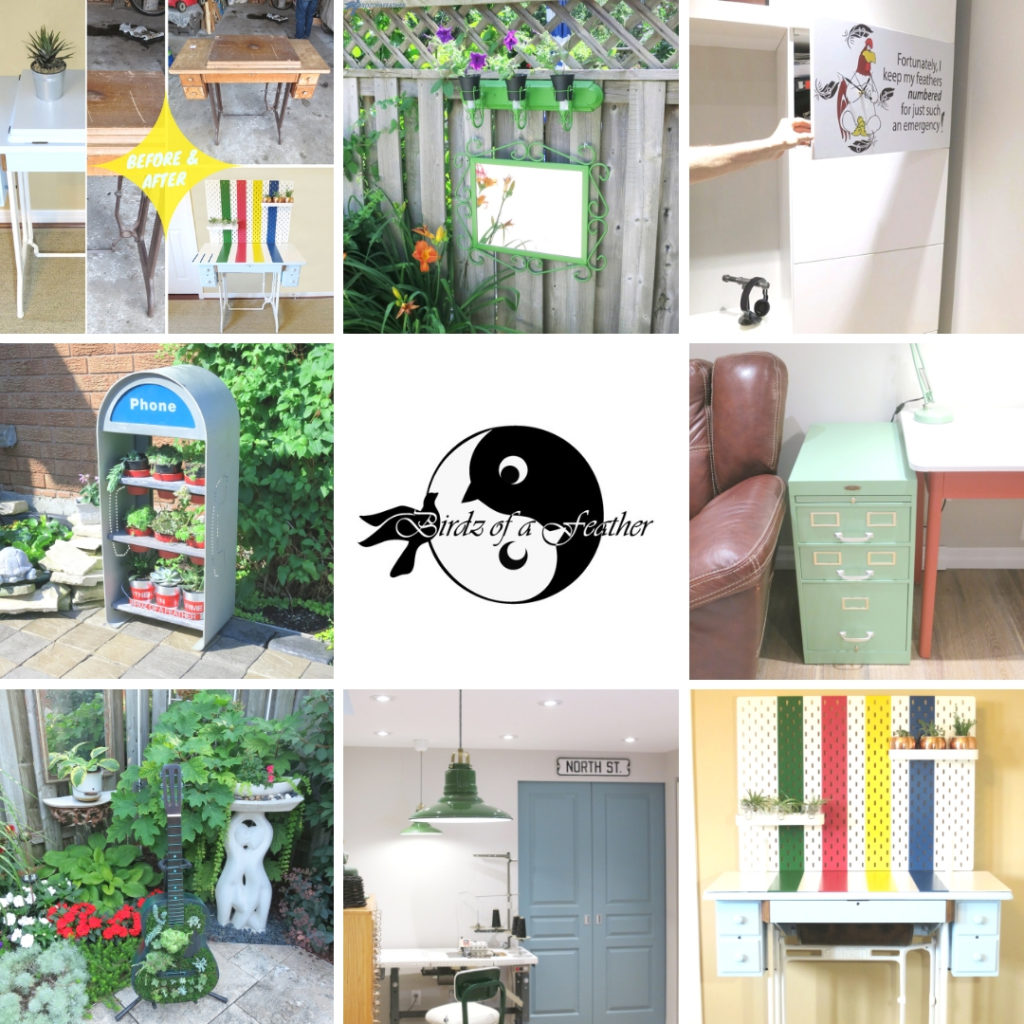 The best upcycles from Birdz of a Feather in 2018 | upcycle | repurpose | painted furniture |vintage furniture makeover | stamp holder | phone booth vintage | retro scale | waterfall dresser | hard drive clock | filing cabinet | singer sewing table | planters | planters diy | guitar ideas diy | hudsons bay point stripe | best of 2018 diy | milk paint | best of 2018 | birdzofafeather.ca
