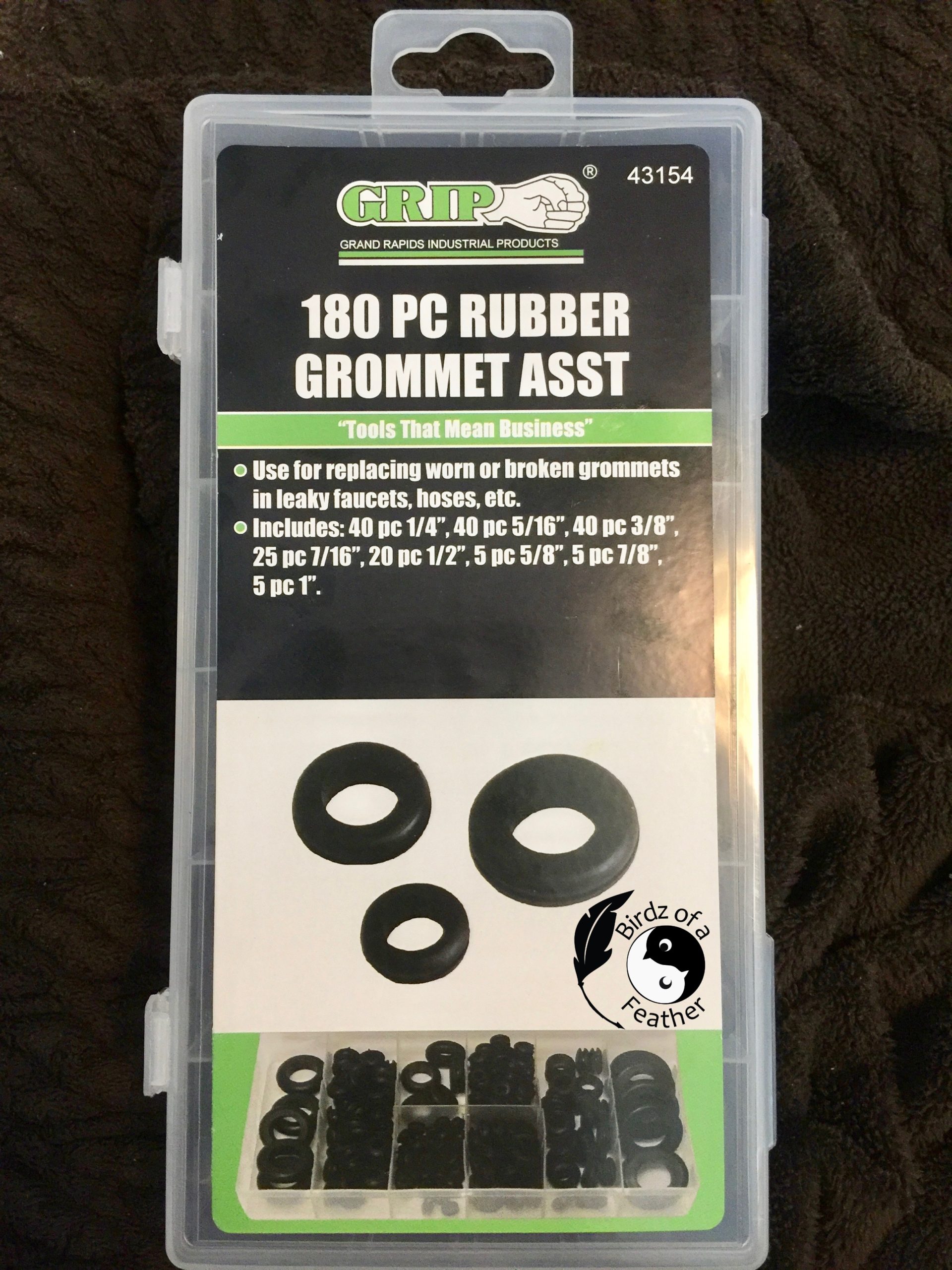 rubber grommets in a box used for unique air plant holder