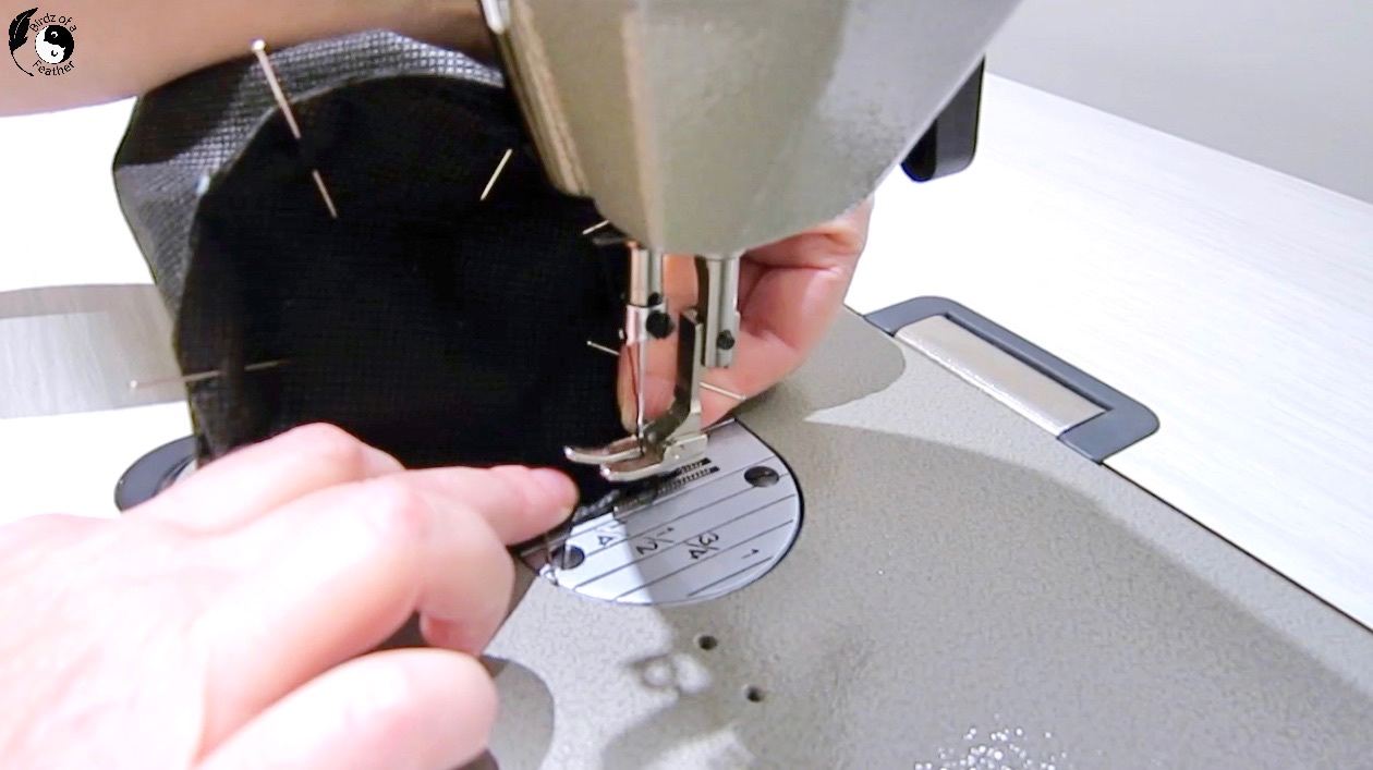 Sewing the bottom of the sling water bottle bag