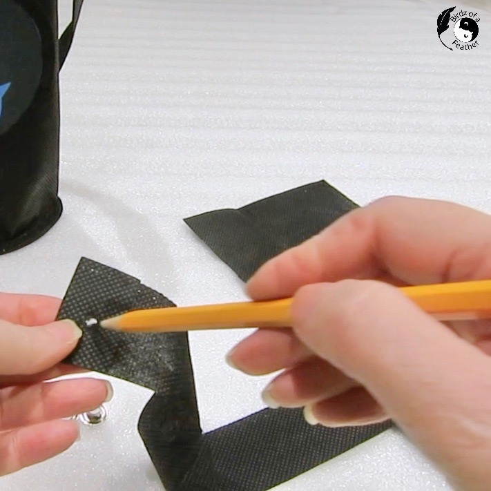 Poking hole in casing for grommet