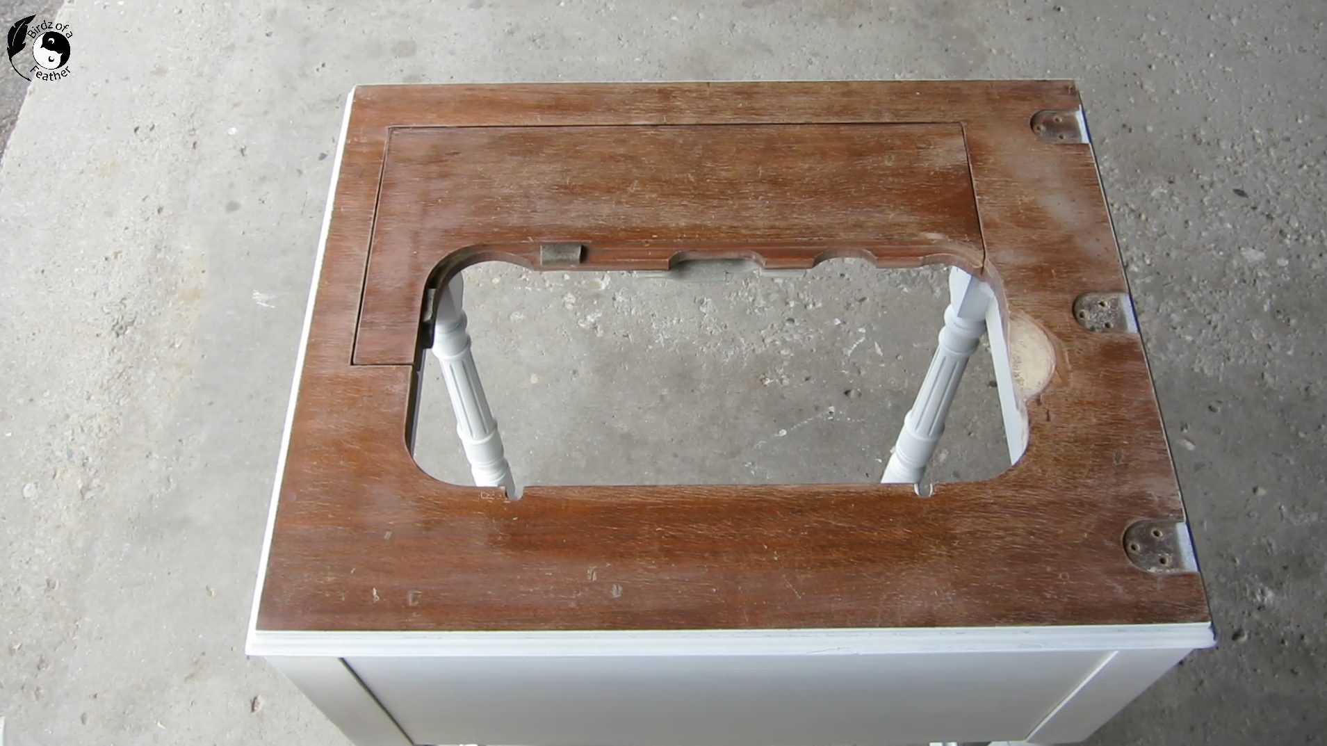 Before staining the sewing table