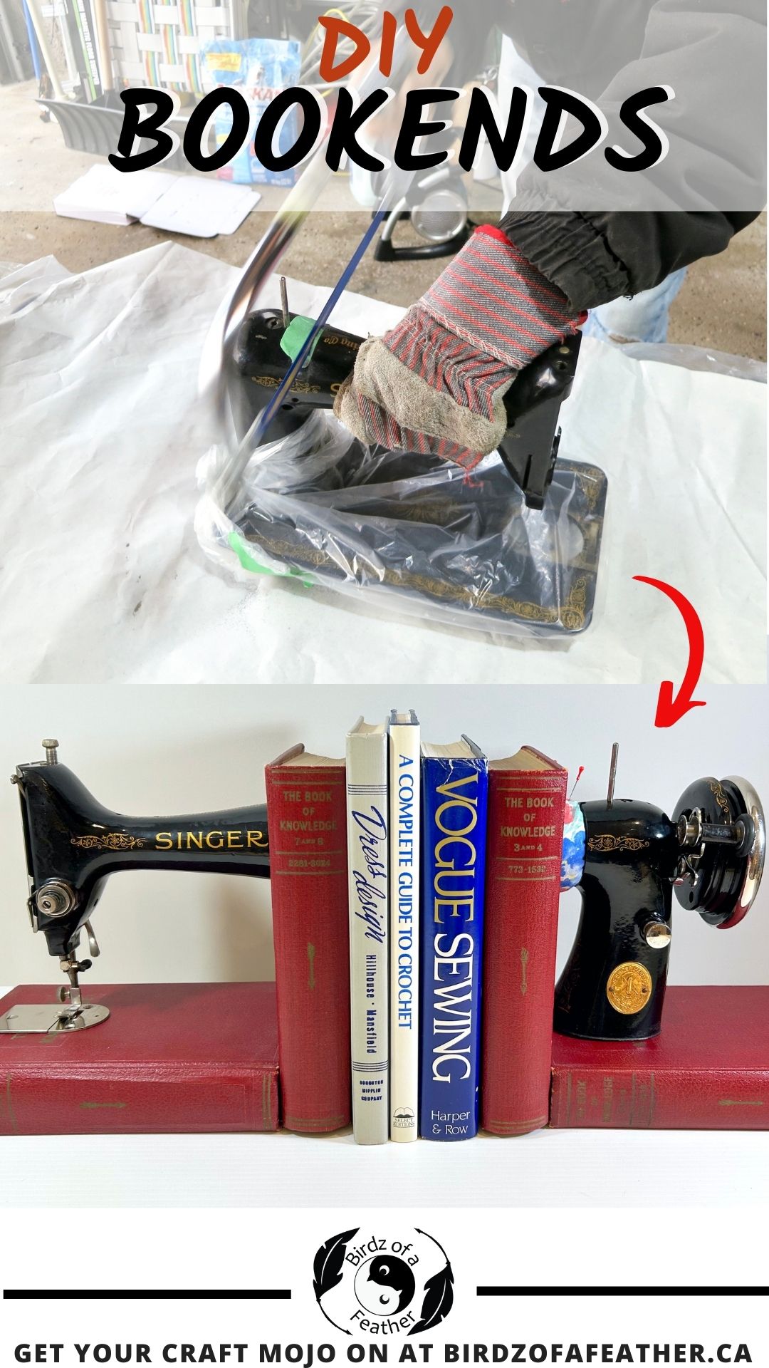 Pinnable image for DIY bookends