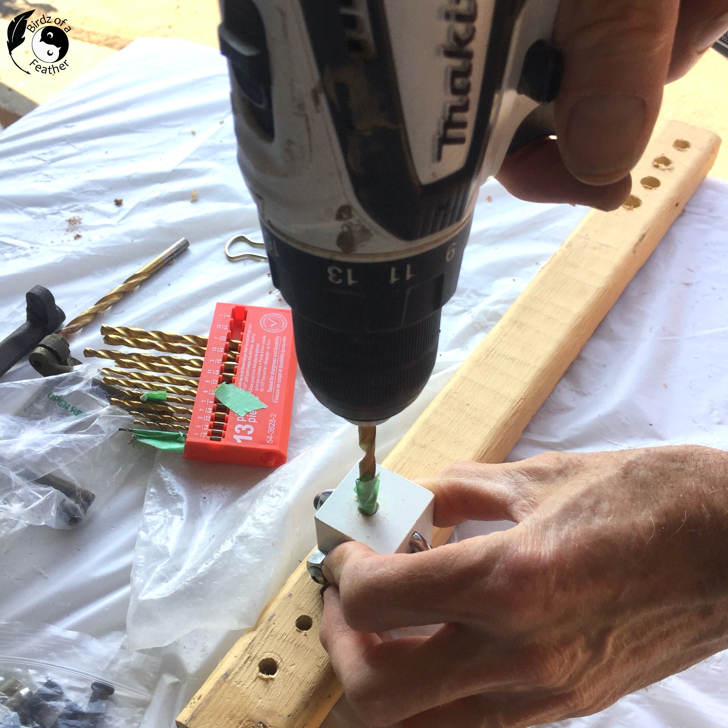 Drilling a hole in the scrap robot head
