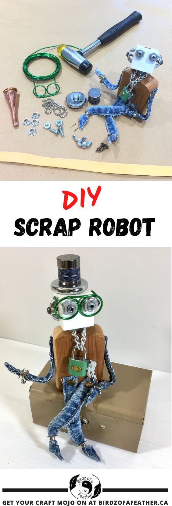Pinnable image for how to make a scrap robot