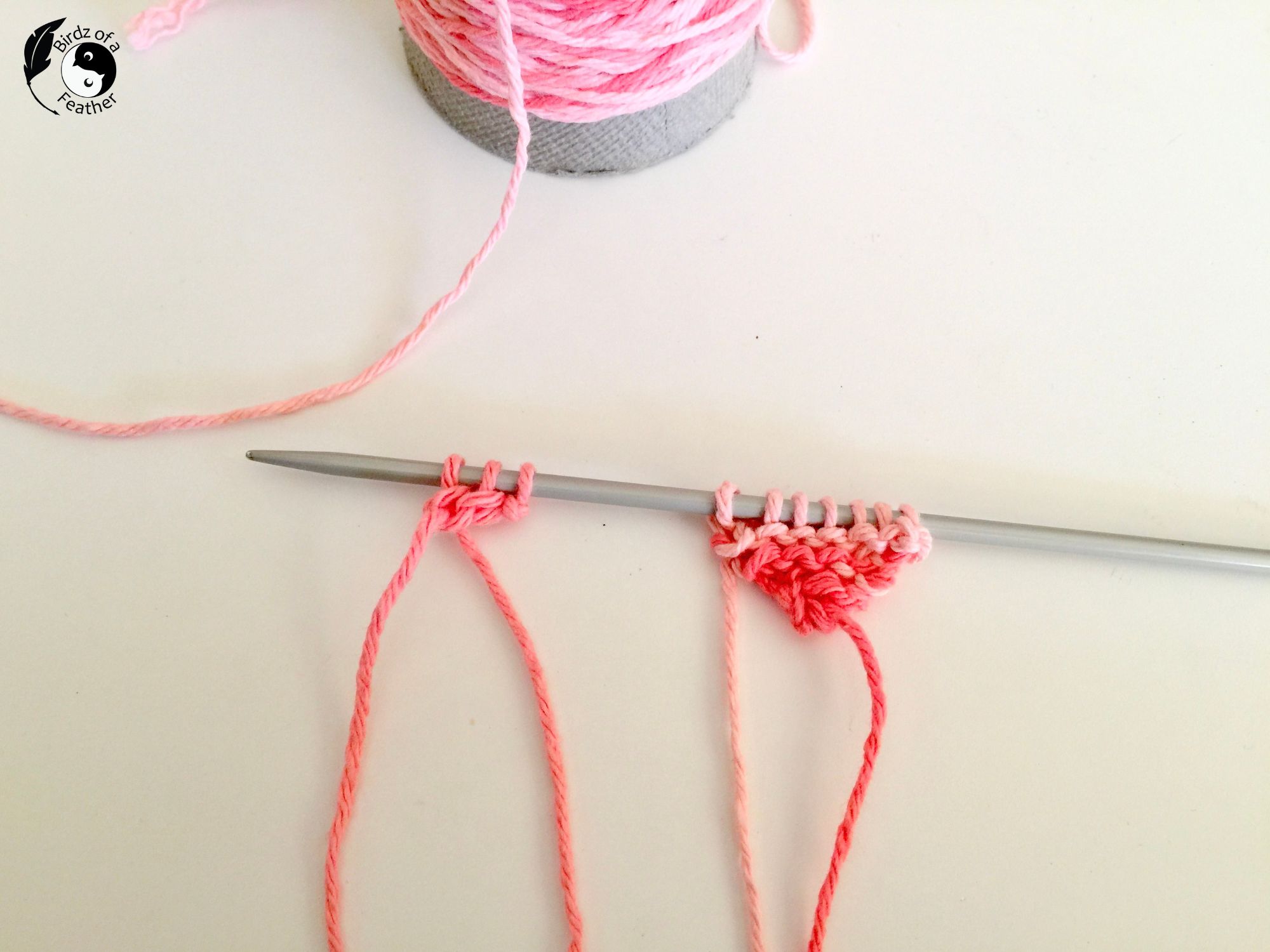 Knit heart on knitting needles split in two
