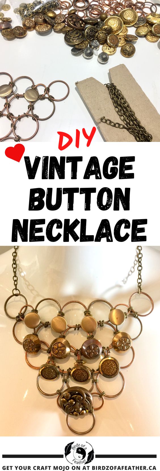 Pinnable image for vintage button necklace