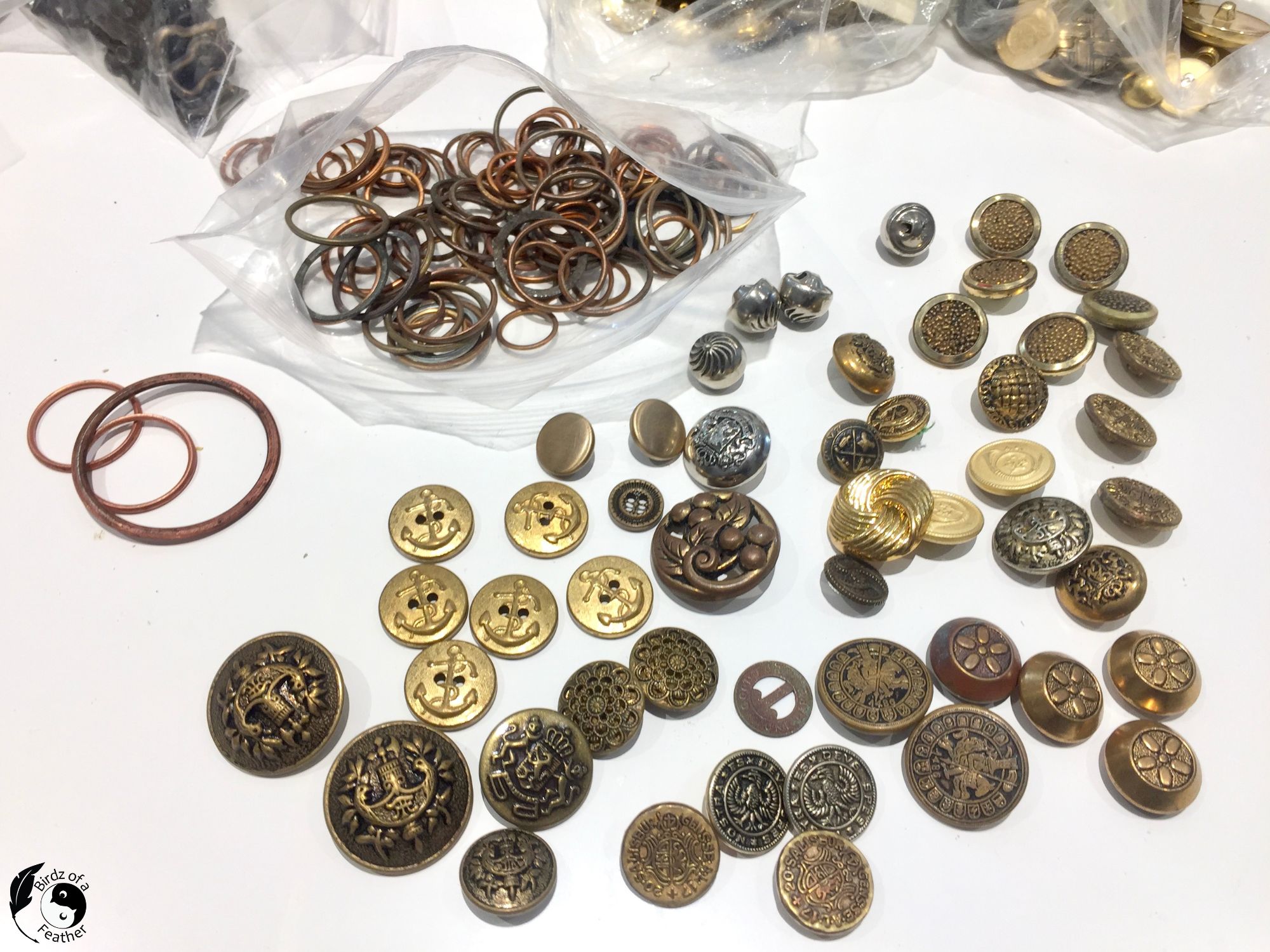 Buttons and washers for vintage button necklace
